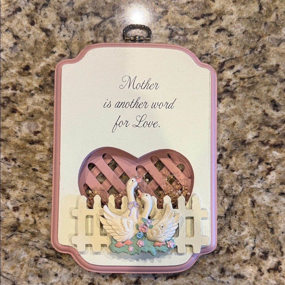 Decorative Plaque with Heart and Swans